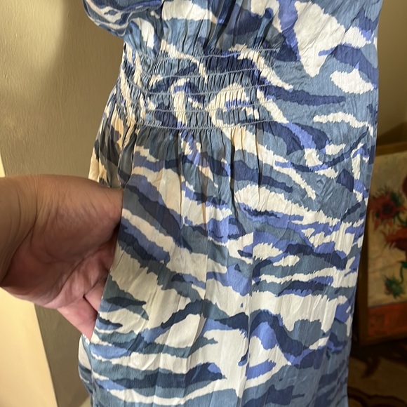 BANANA REPUBLIC Size 14 100% Crinkle Silk Ocean Beach Waves Tankdress $149 NEW - Picture 15 of 16